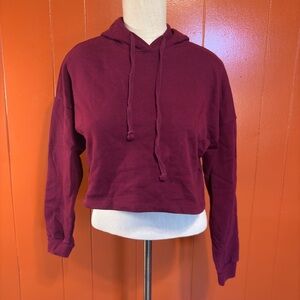 Ambiance Cropped Hoodie in Burgundy Sweatshirt